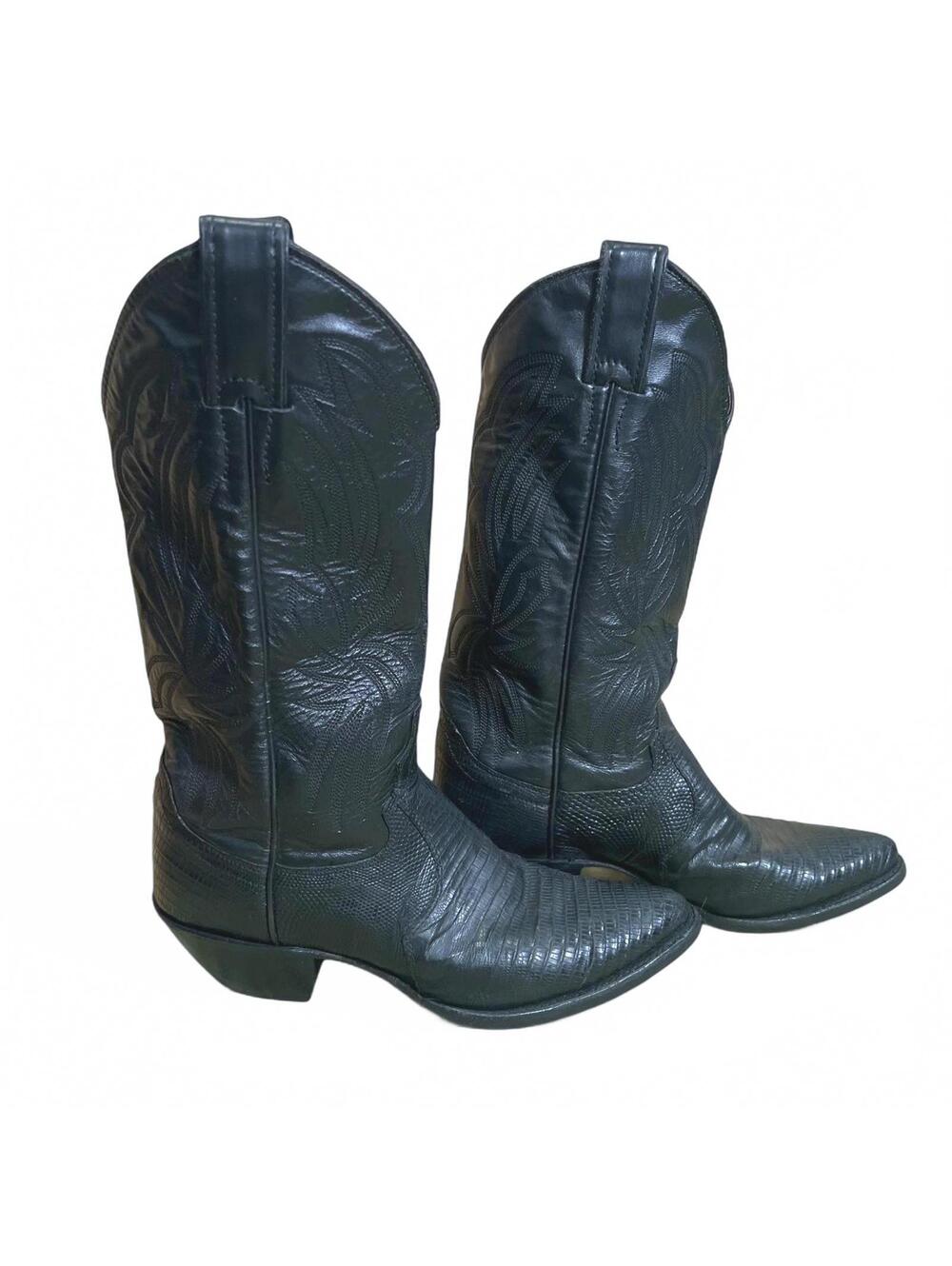 Justin 8105 Black Lizard Leather Cowboy Boots Women’s Size 5.5 B EU 36  USA